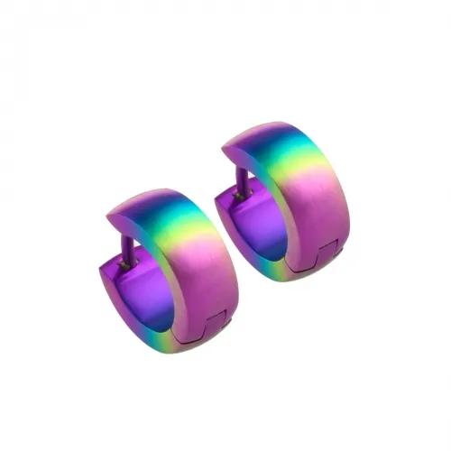 D-Shape Titanium Rainbow Cuff Hoop Earrings